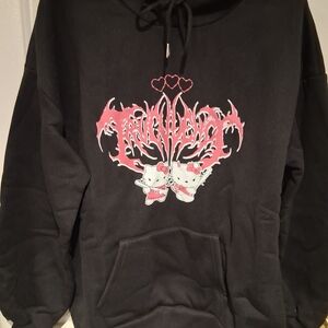 Black Hoodie with Pink Graphic